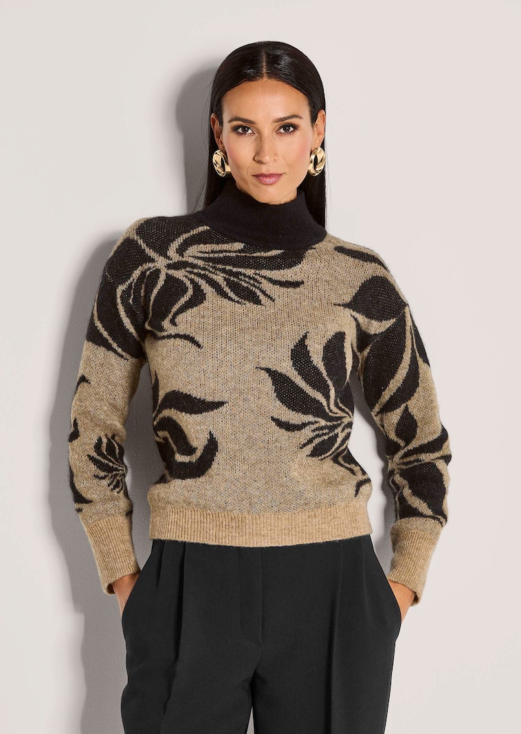 Jacquard-Pullover mit Stehkragen