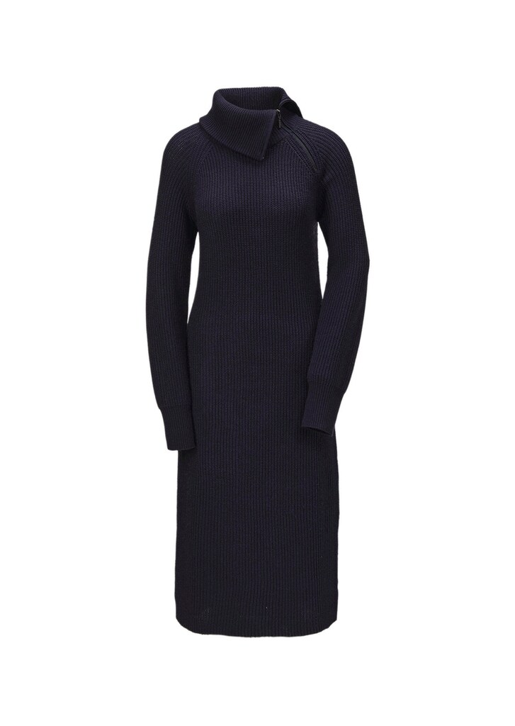 Strickkleid mit raffiniertem asymmetrischem Kragen