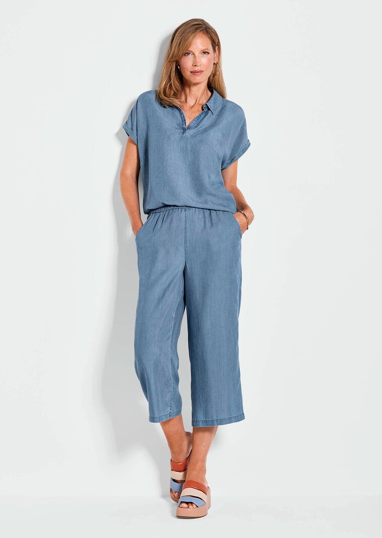 Bluse in Denim-Optik