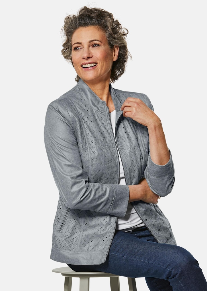Blazer in weicher Velourslederoptik