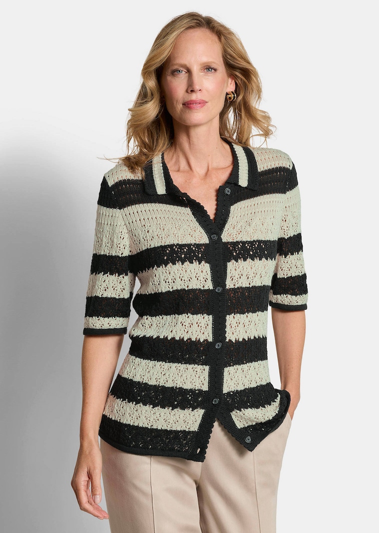 Veste en tricot à rayures avec motif ajouré