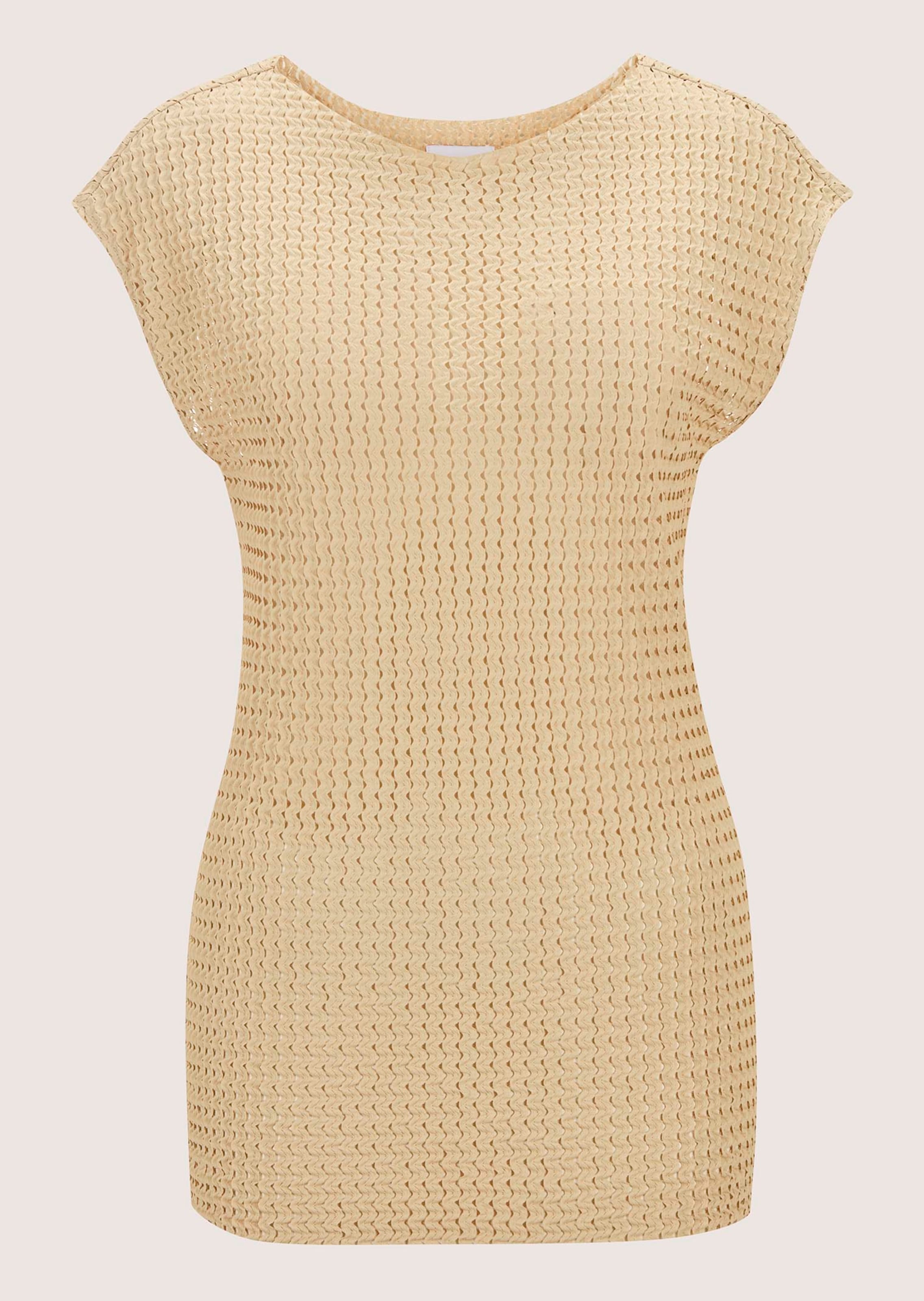 Ärmelloses U-Boot-Shirt in Ajour-Optik