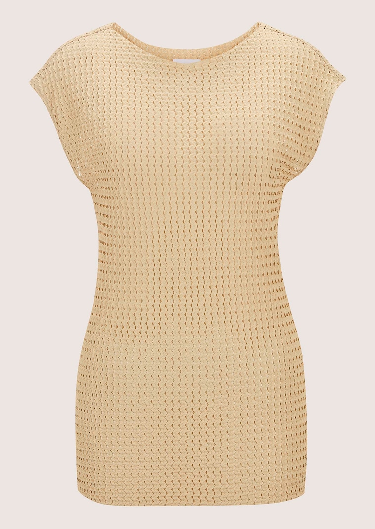 Ärmelloses U-Boot-Shirt in Ajour-Optik