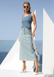 Midi length denim skirt thumbnail 7