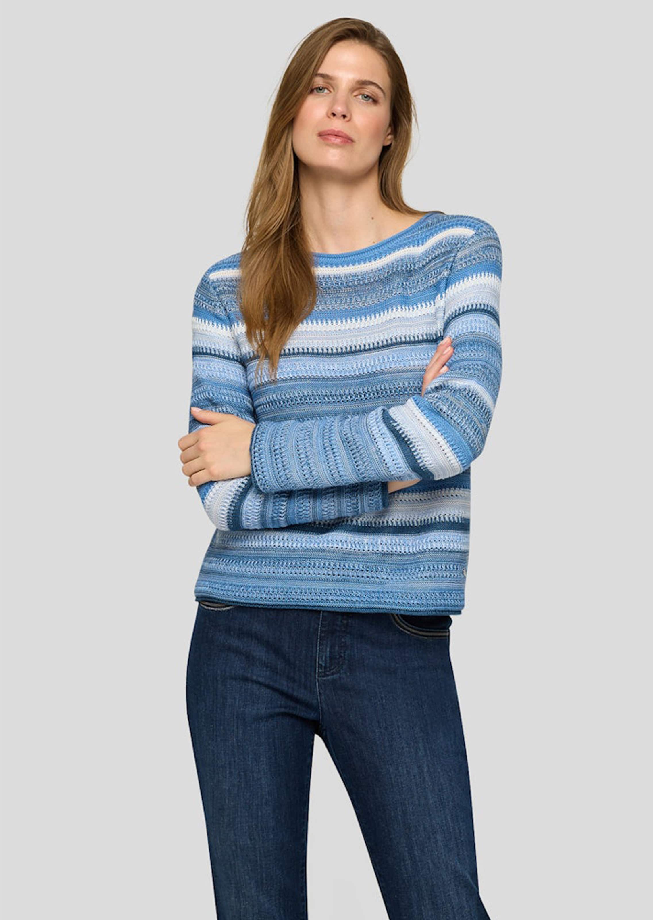 Gestreepte pullover van structuurtricot