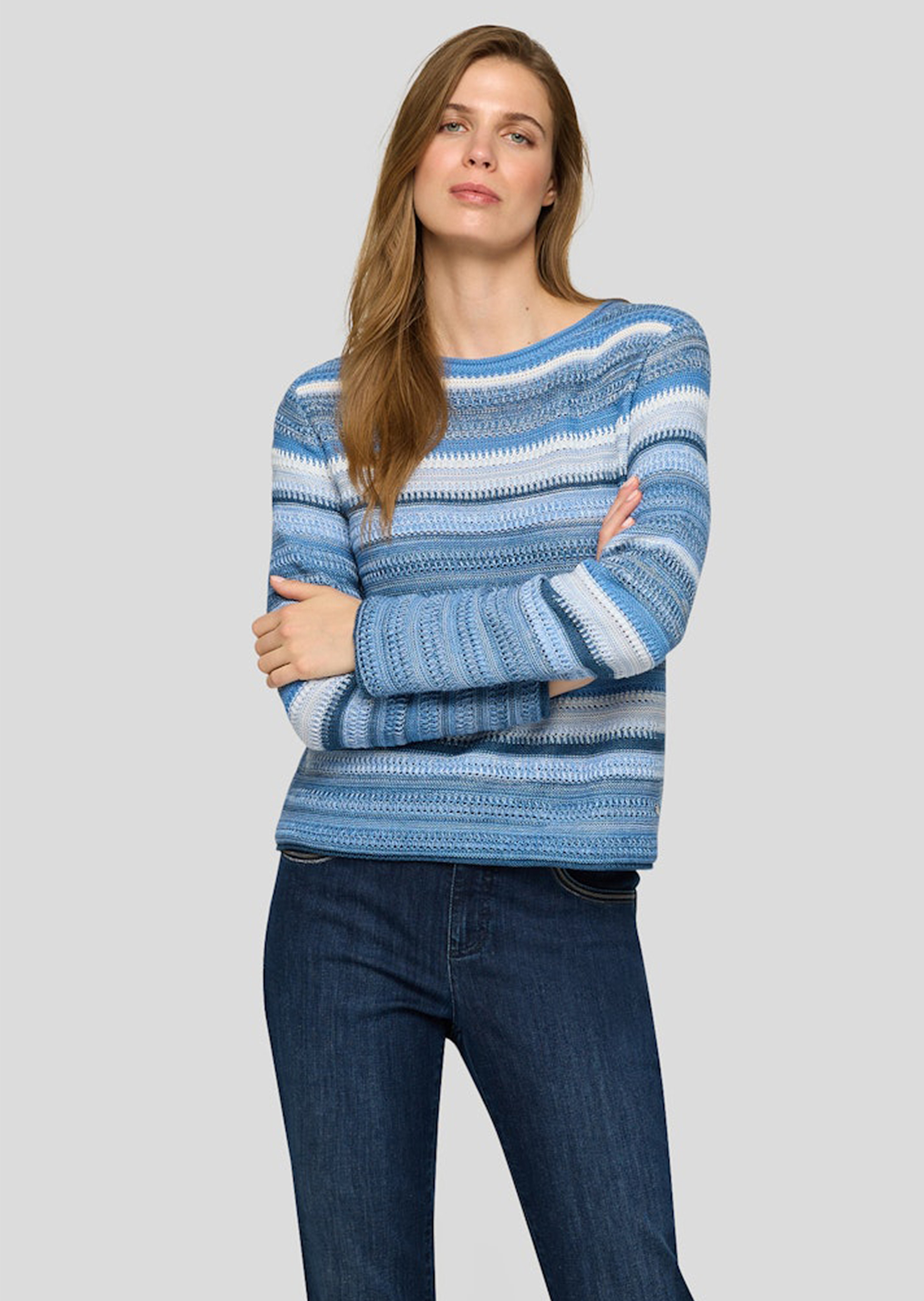 Gestreepte pullover van structuurtricot