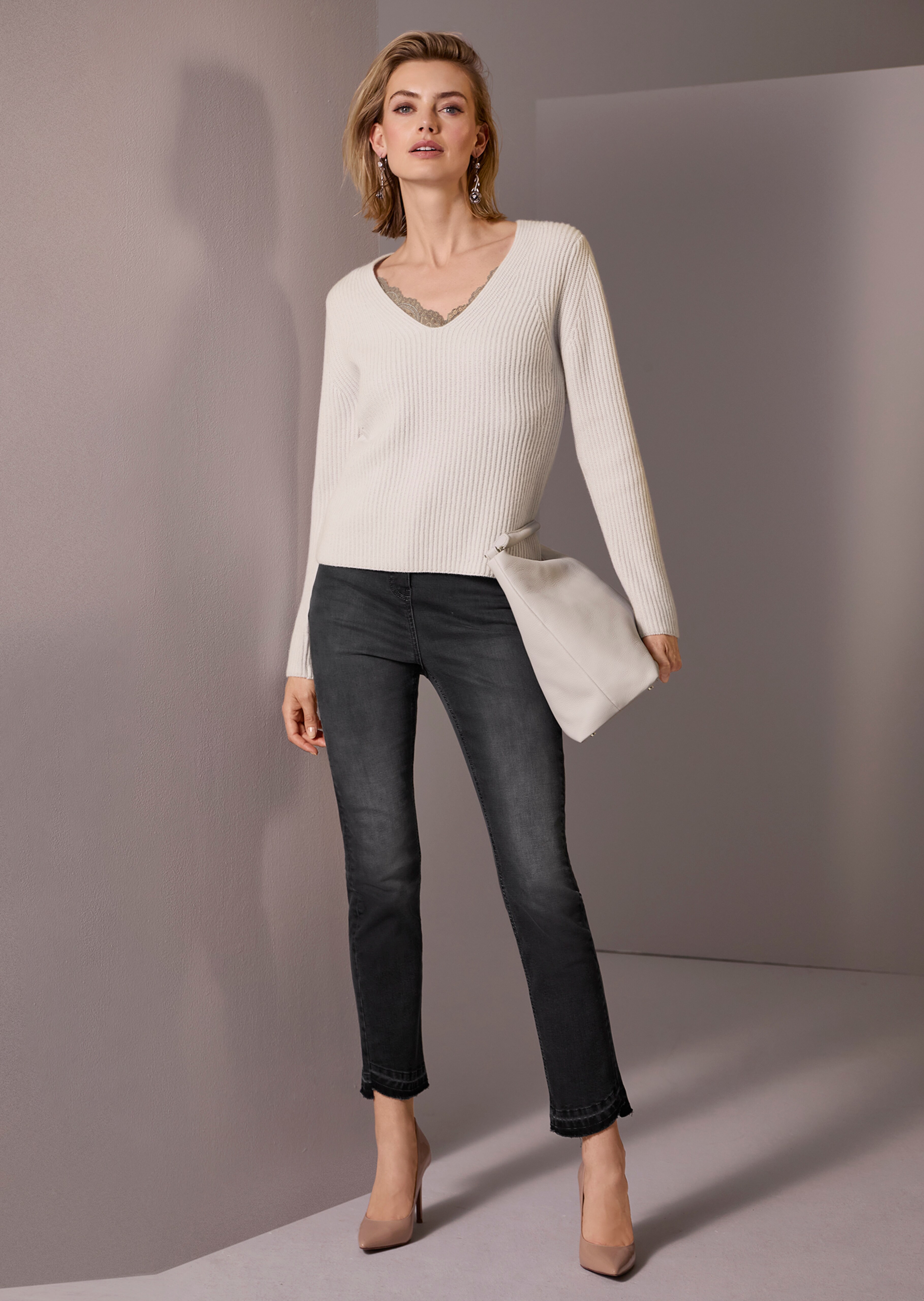 Cashmere trui met V-hals