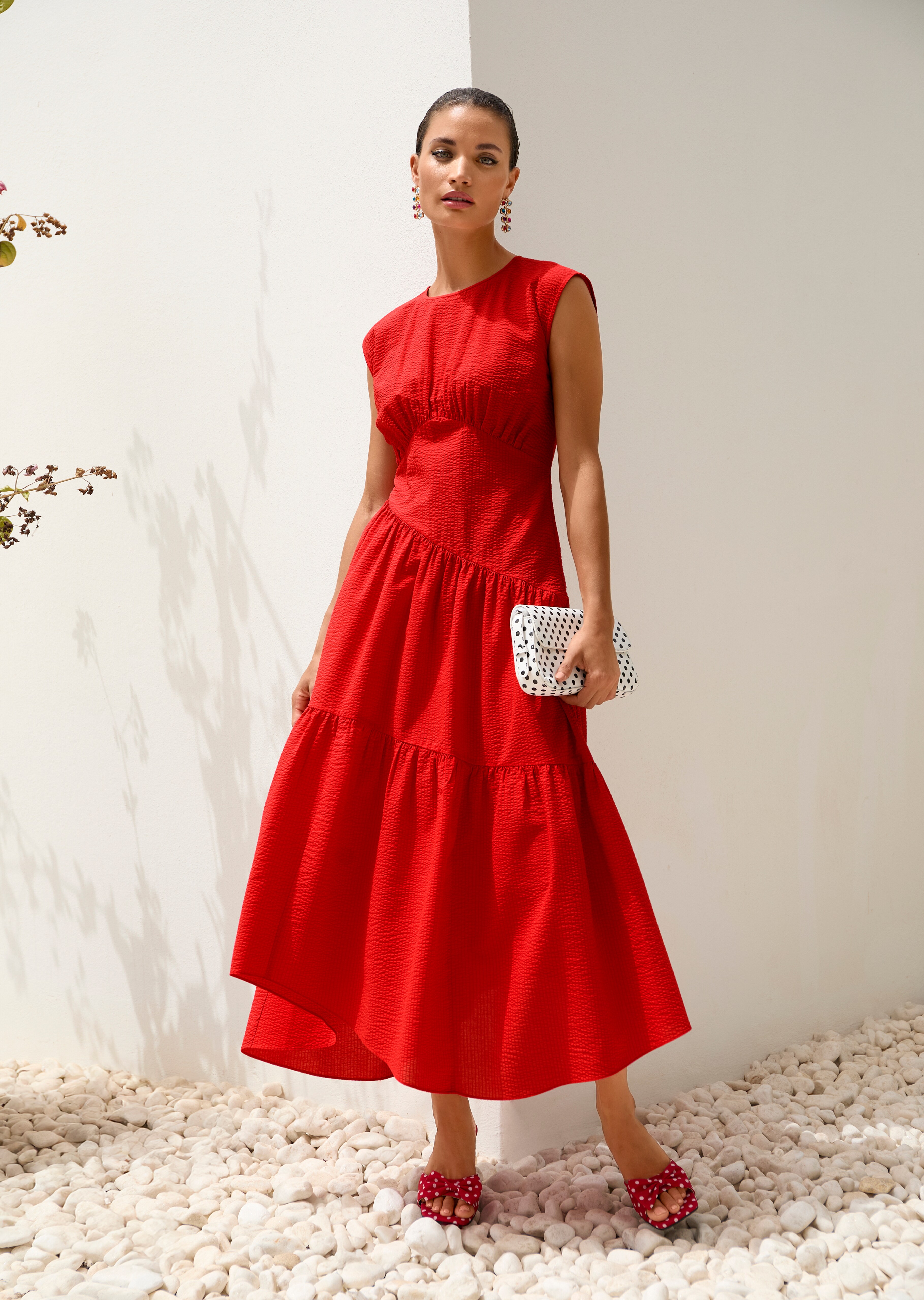 Baumwollkleid mit Stufenrock