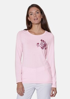 Long-sleeved shirt with floral embroidery thumbnail 1