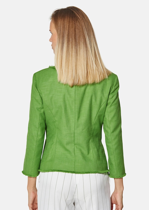 Short blazer with 3/4-length sleeves and fringed sections 2