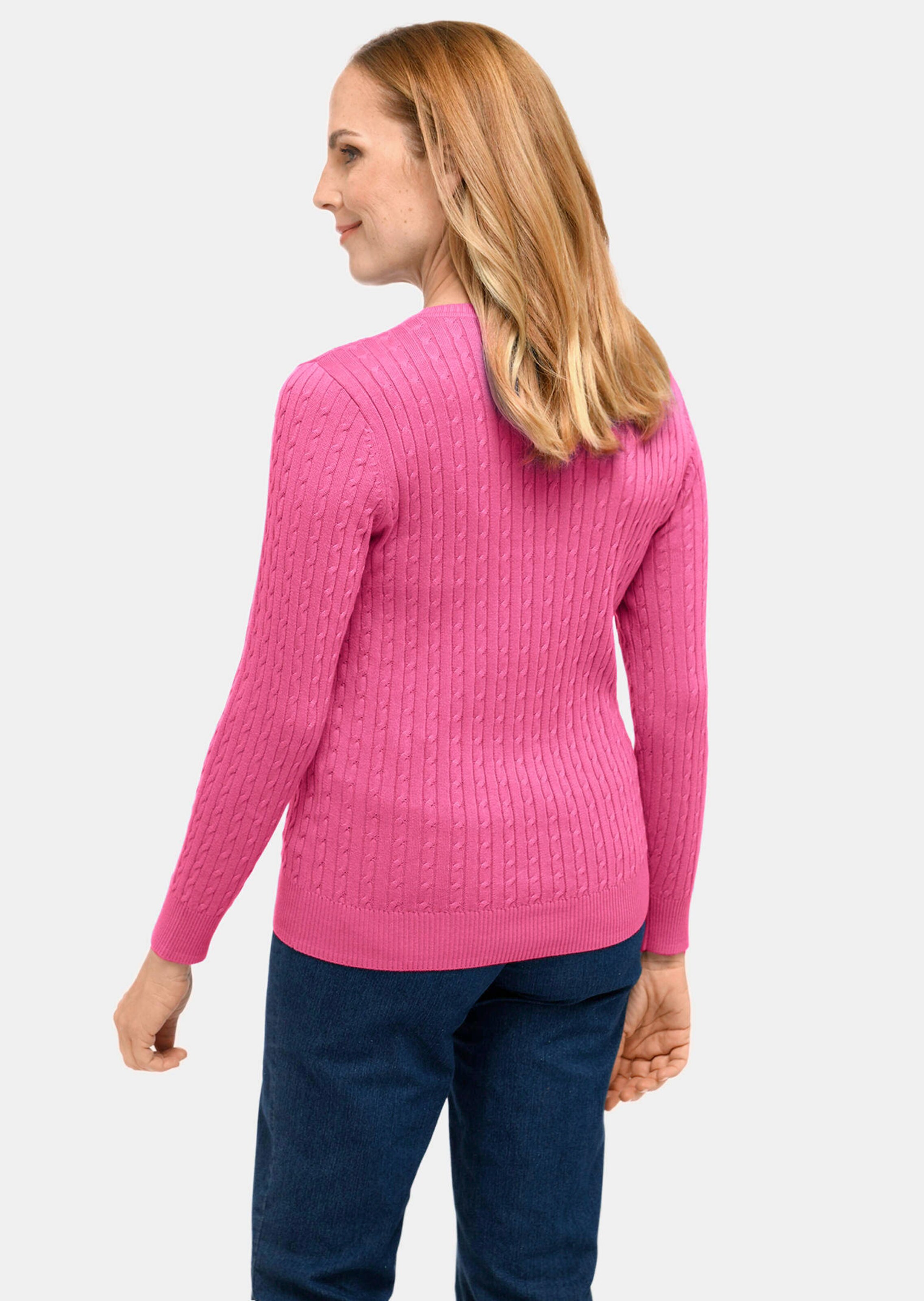 Pull léger orné d'un motif de tresses - fuchsia - Gr. 54 de Goldner Fashion