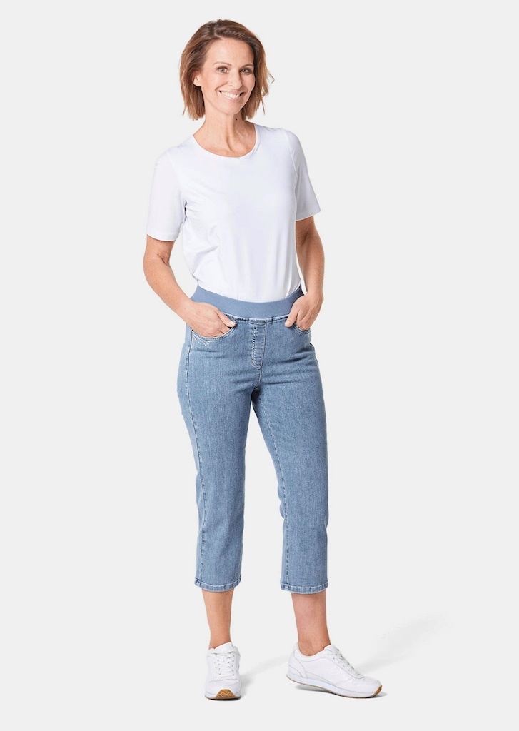 3/4-jeans Louisa met comfortabele, elastische jerseyband en borduursel 1