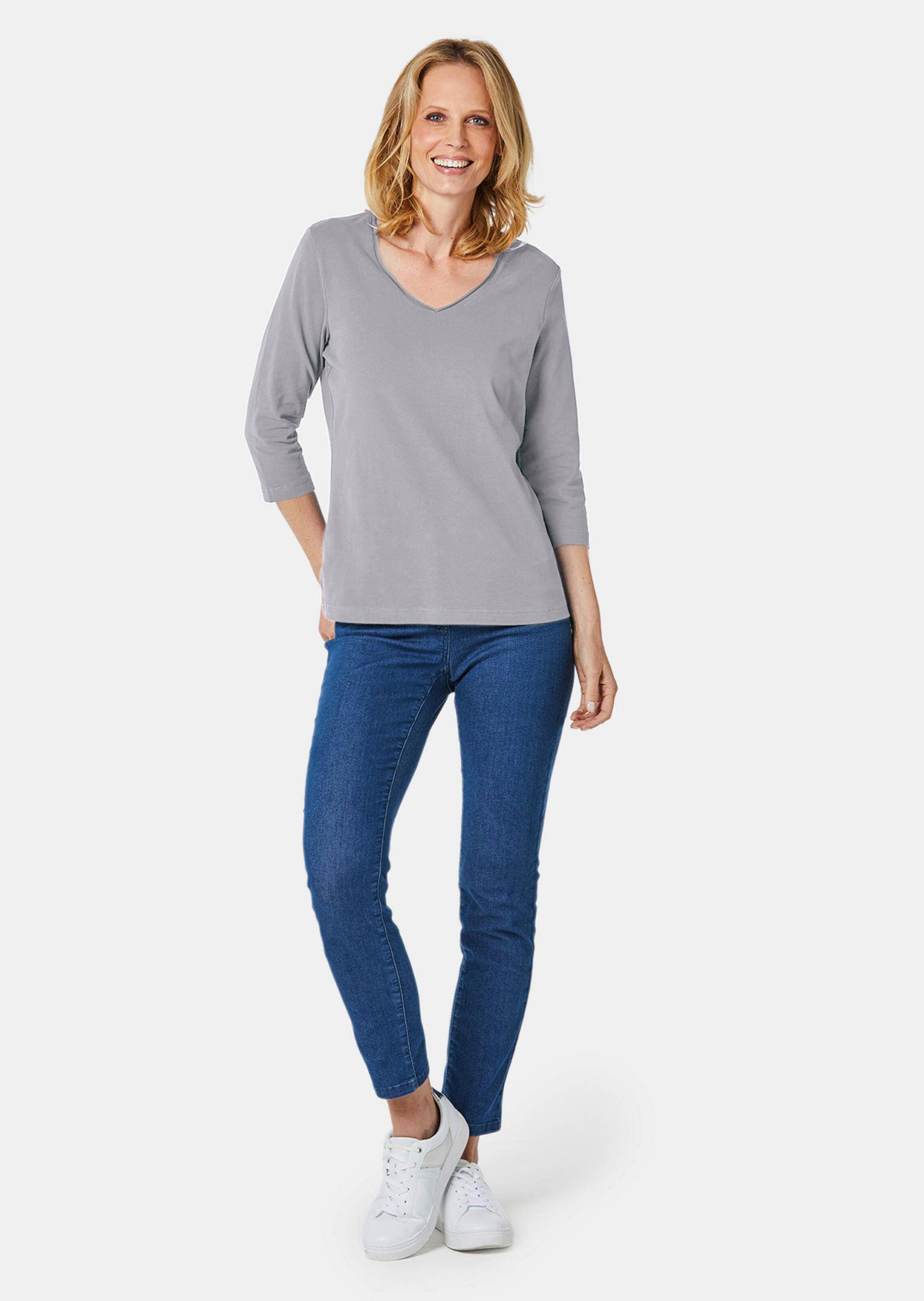 T-shirt à encolure en V - gris - Gr. 50 de Goldner Fashion