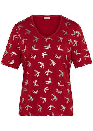 rot / silberfarben Topmodisches Shirt mit glänzendem Druck