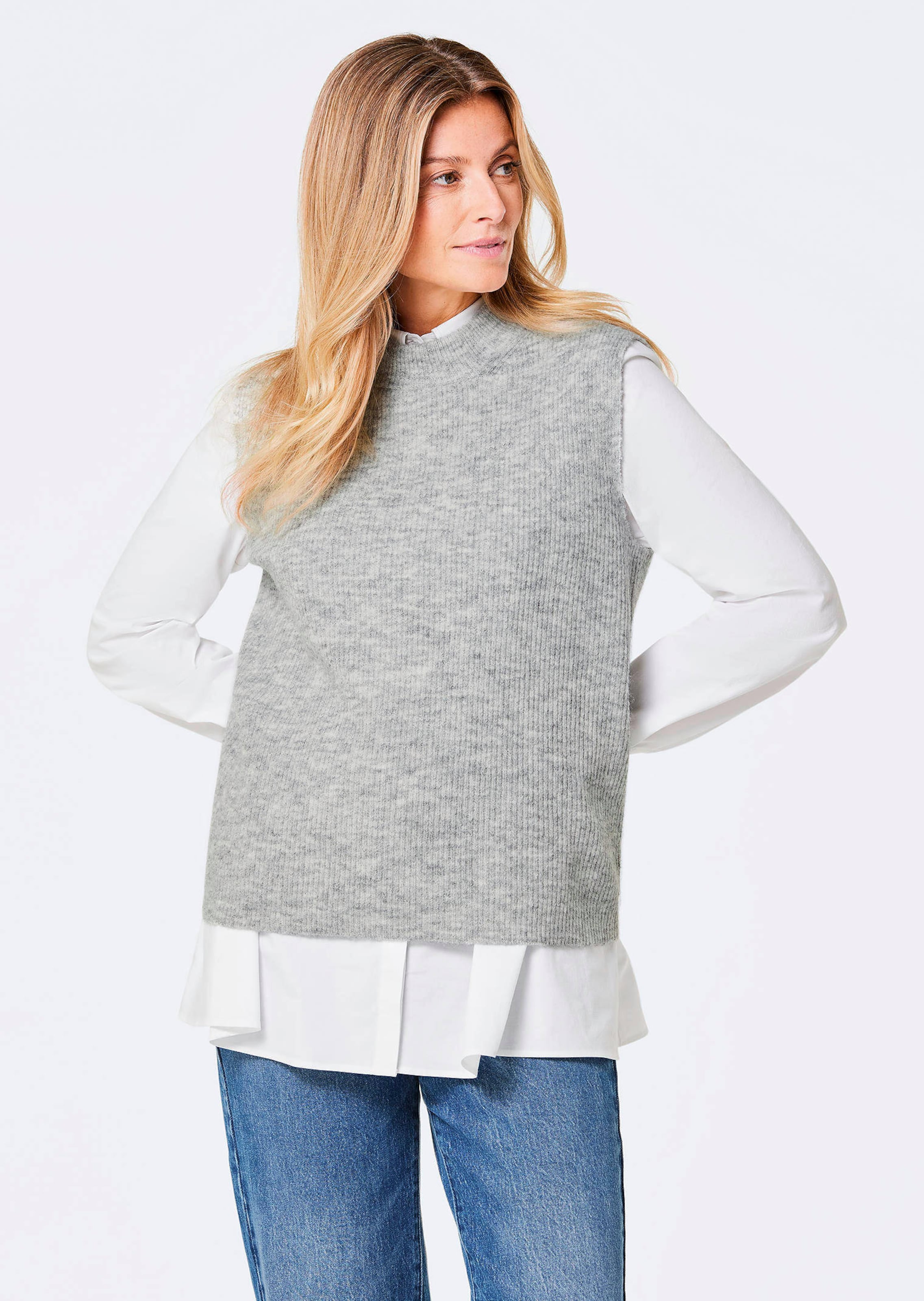 Ribpullover met opstaande kraag