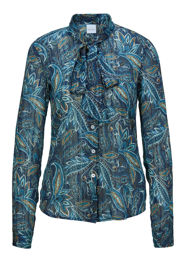 Flared blouse with paisley print and shiny effects