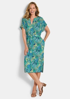 Viskose-Kleid mit Bindegürtel thumbnail 2