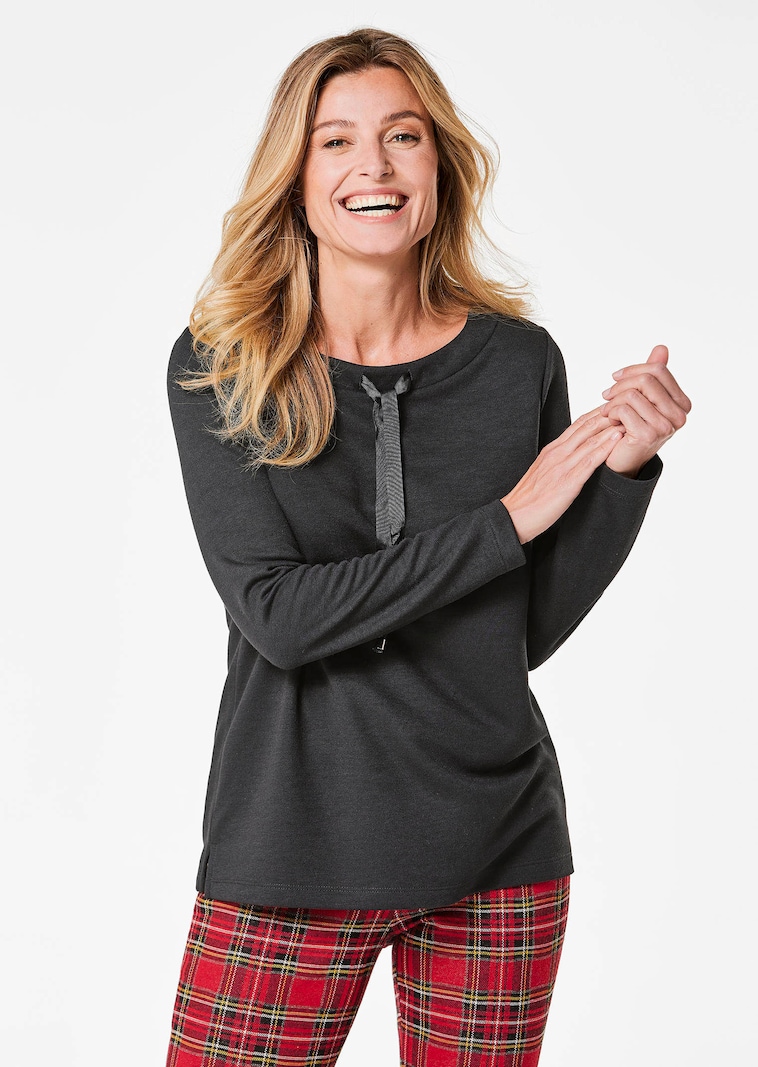 Sweatshirt mit halsfernen Kragen und Tunnelzug