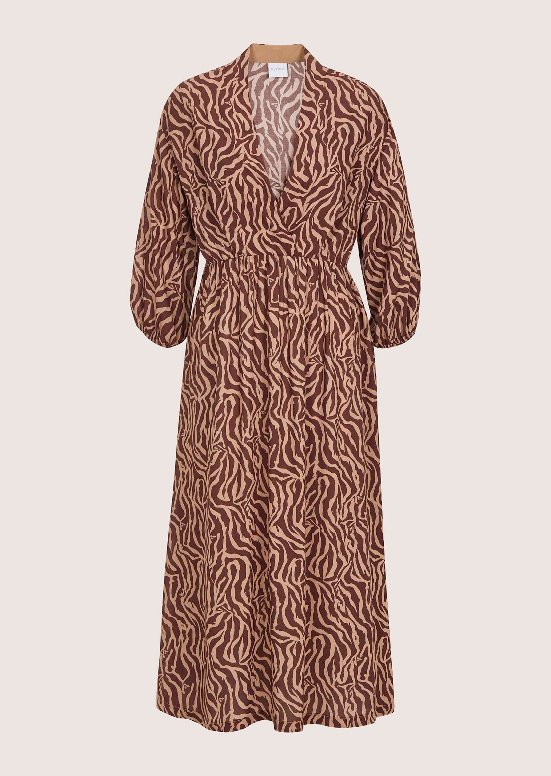 Kleid in Wickeloptik mit Zebra-Muster