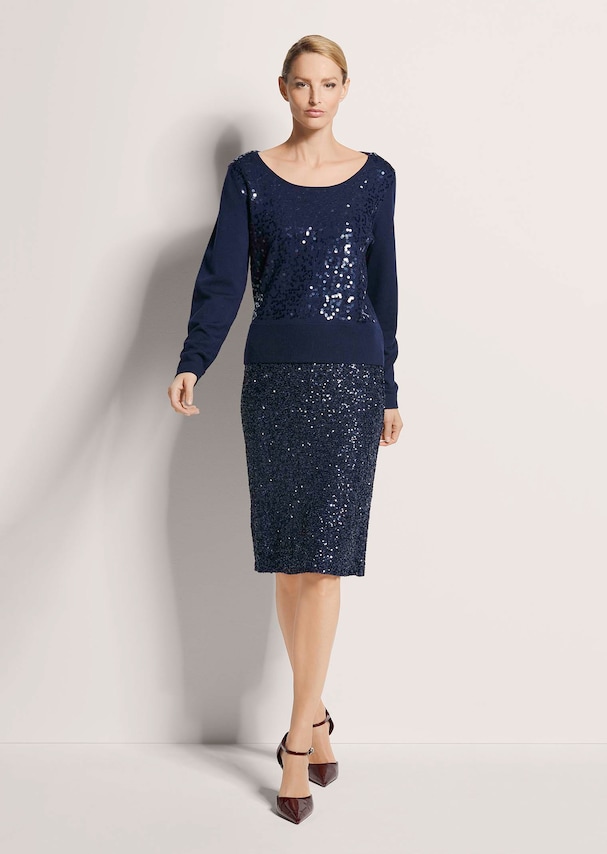 Rundhals-Pullover mit Glanz-Effekt 1