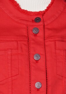 Kragenlose Jeansjacke mit Fransen thumbnail 5