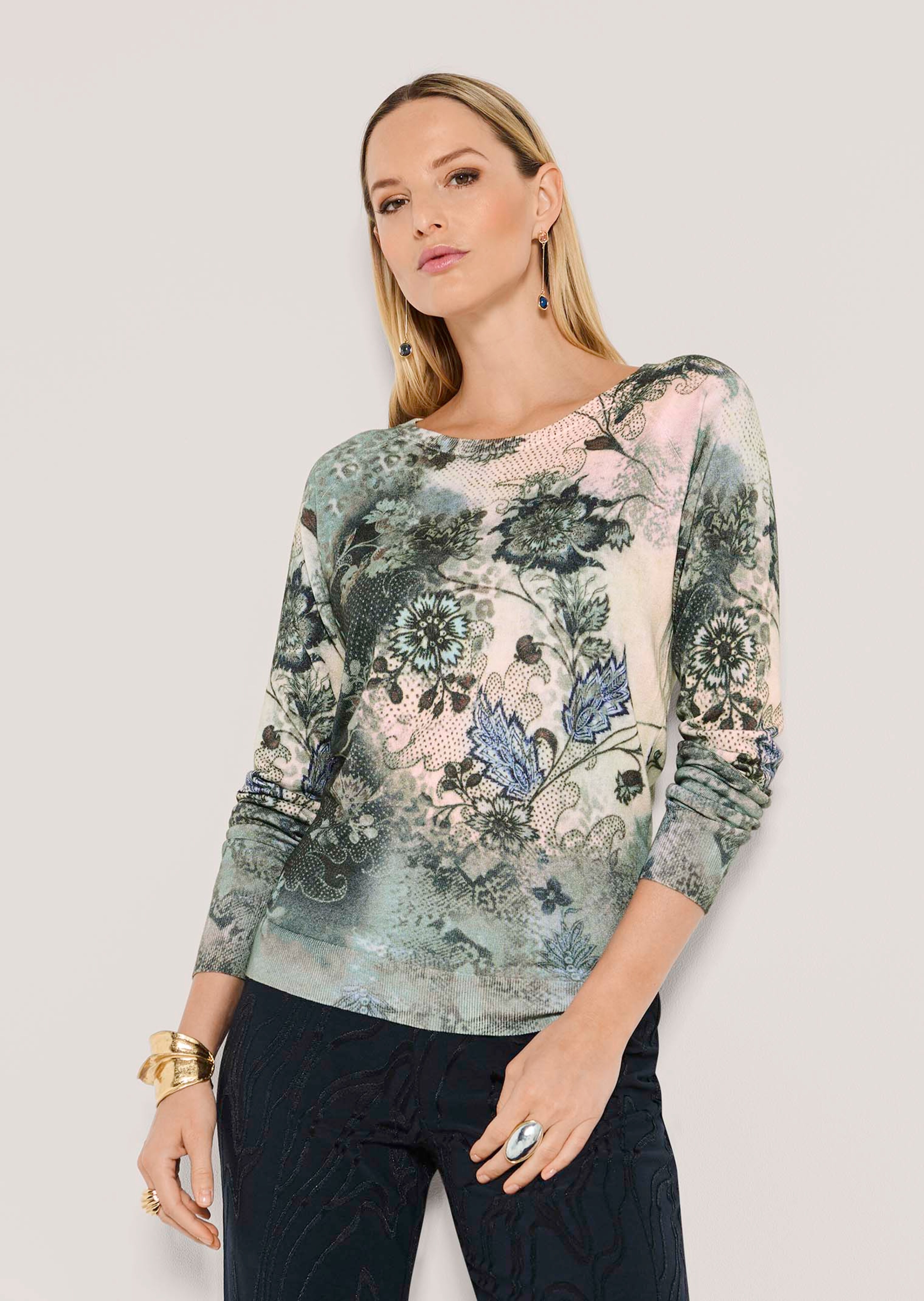 Pullover mit edlem All-over-Print