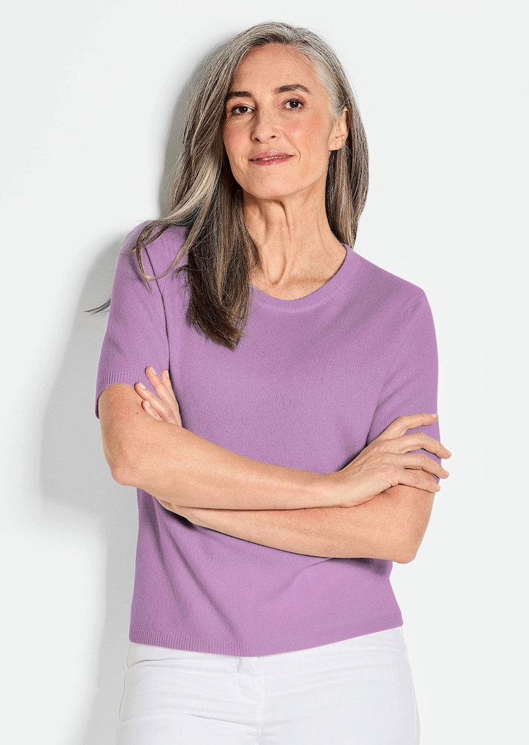 Halbarmpullover mit Rundhals aus Kaschmir