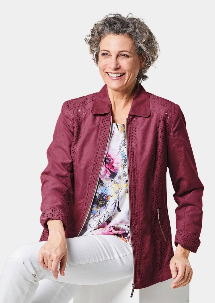 Velourslederimitat-Blazer mit Perforierung