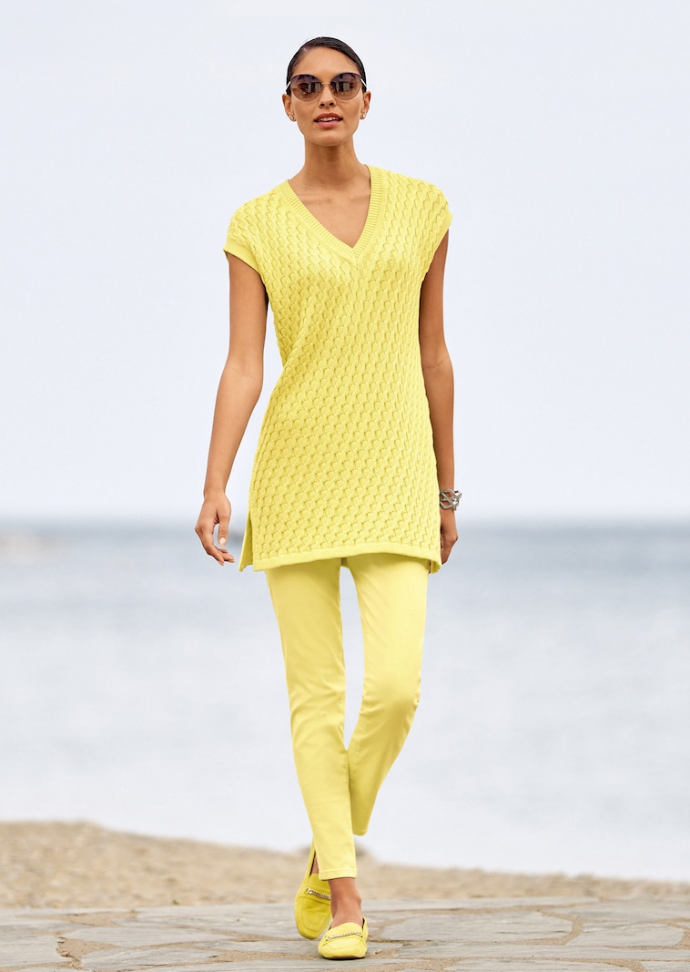 Baumwollpullover mit 3D-Zopfmuster-Mix