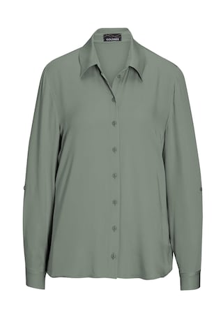 grijsgroen Comfortabele overhemdblouse met zakken