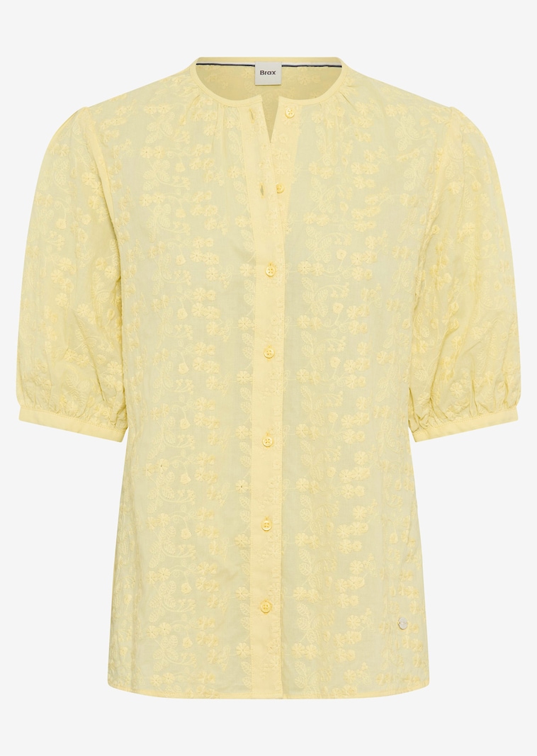 Baumwollbluse mit Blütenstickerei