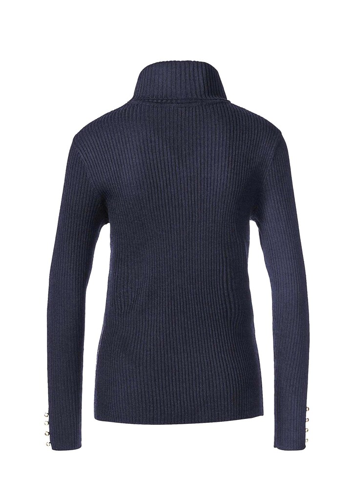 Eleganter Rollkragenpullover mit optischen Knöpfen
