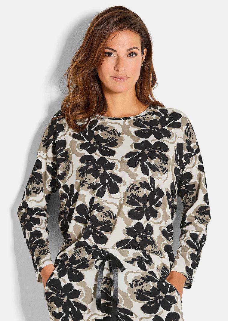 Pyjamashirt met bloemenmotief