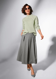 Calf-length pleated skirt in elegant Ceramica fabric thumbnail 7