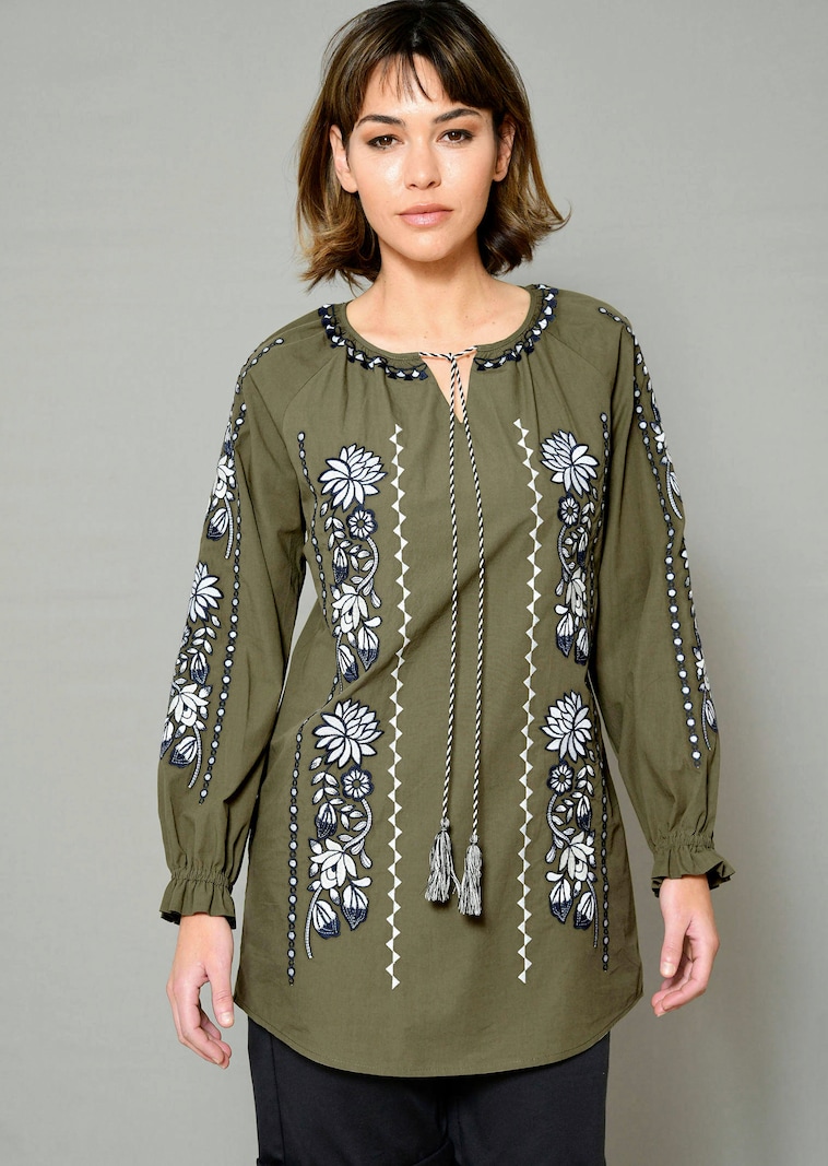 Tunika mit Blumenstickerei