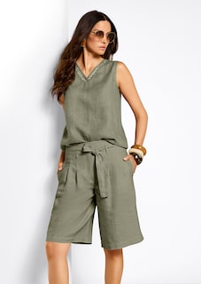 Highwaist-Bermudas aus Leinen thumbnail 7