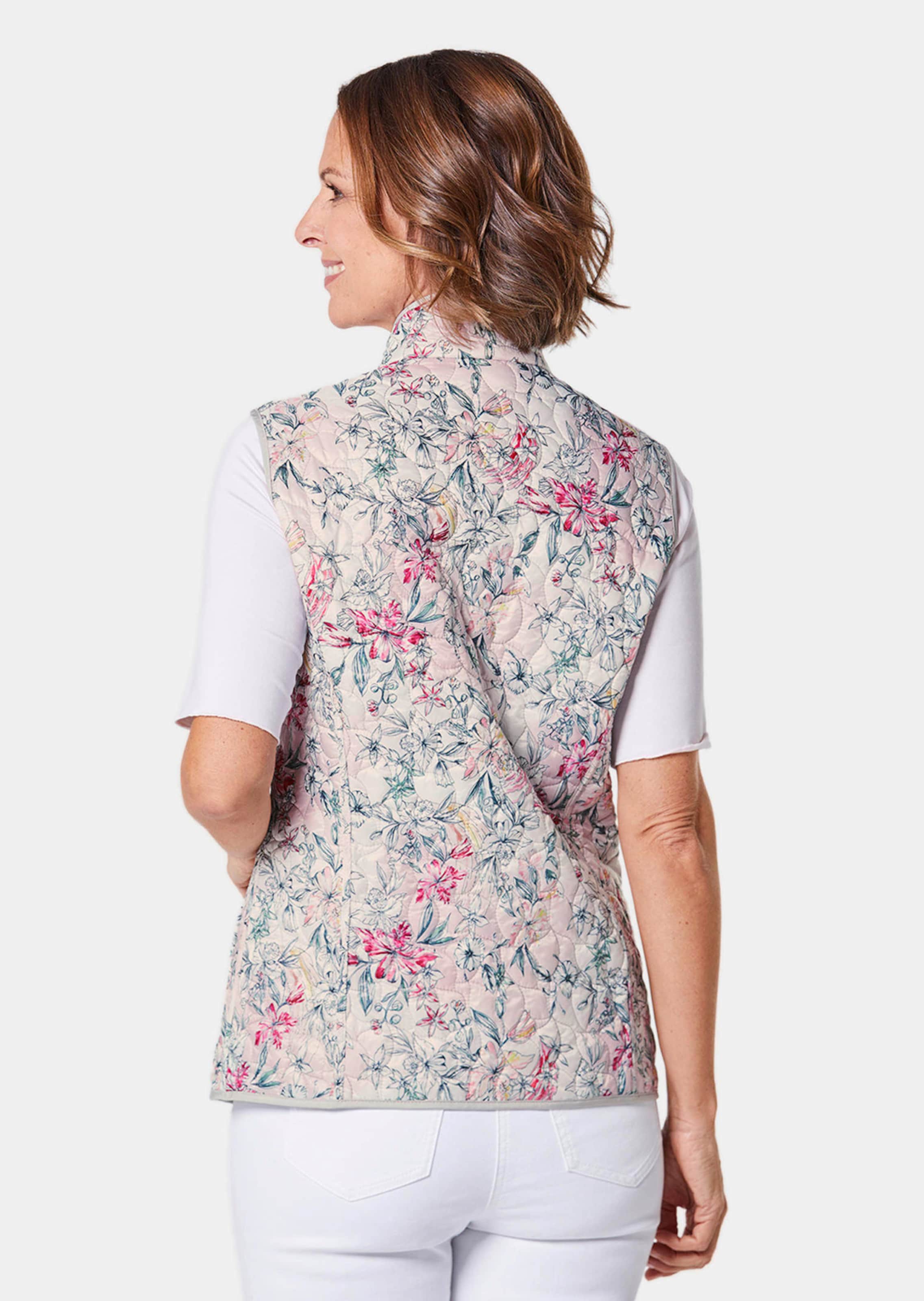 Gilet matelassé réversible - rosé / gris / à motifs - Gr. 56 de Goldner Fashion