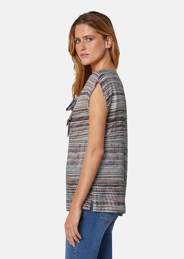 Sleeveless striped blouse with a tie fastening 3