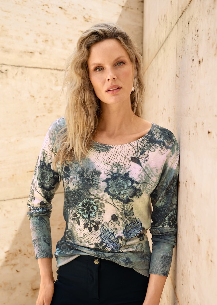Pullover mit edlem All-over-Print