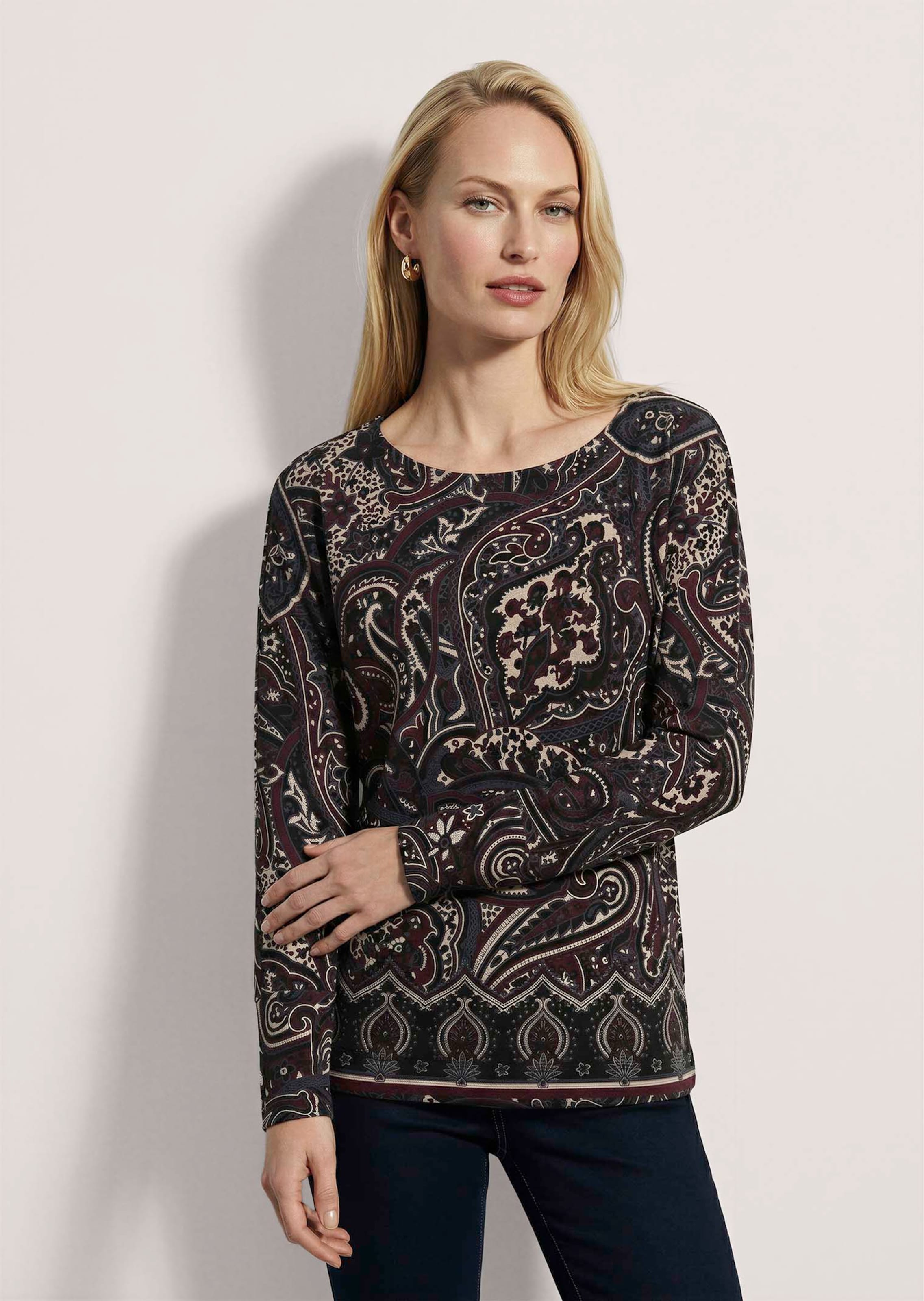 Sweatshirt met paisleyprint en vleermuismouwen