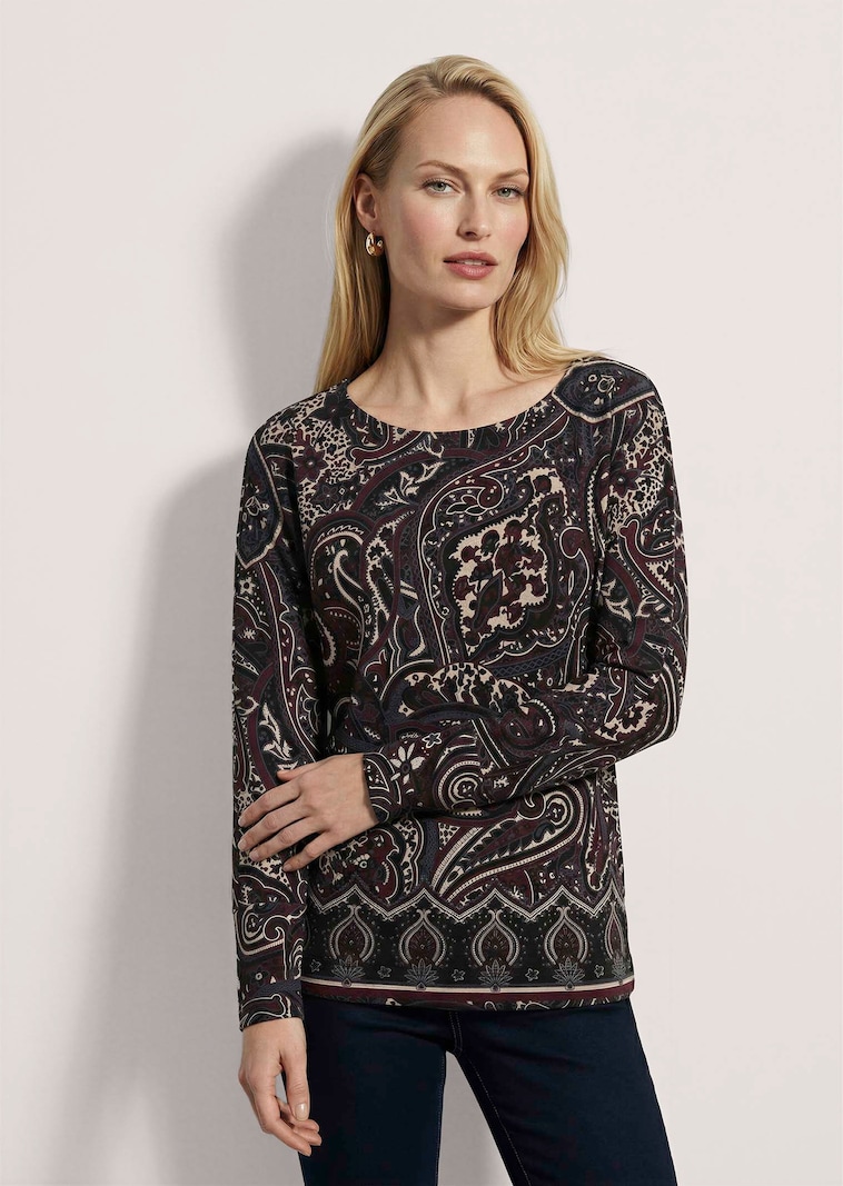 Sweatshirt met paisleyprint en vleermuismouwen