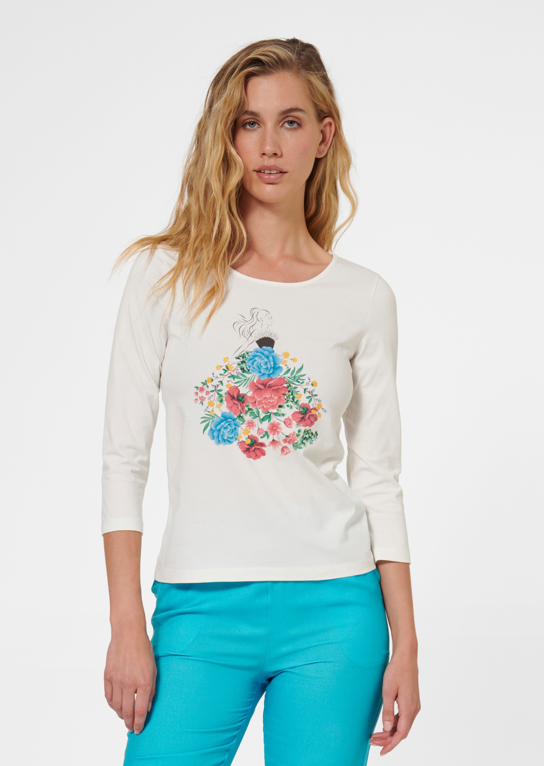 Shirt mit Druckmotiv und Dekosteinchen