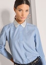 Gestreifte Bluse mit Kontrastkragen thumbnail 4