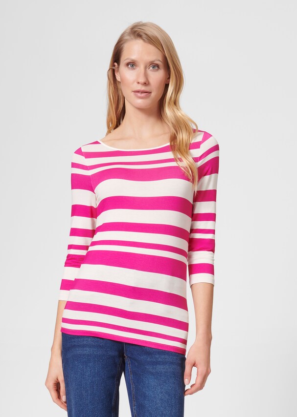 Striped shirt with boat neckline