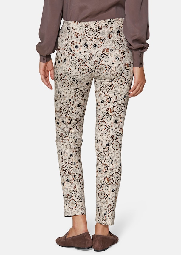 Slim-fit stretch trousers with ethnic print 2