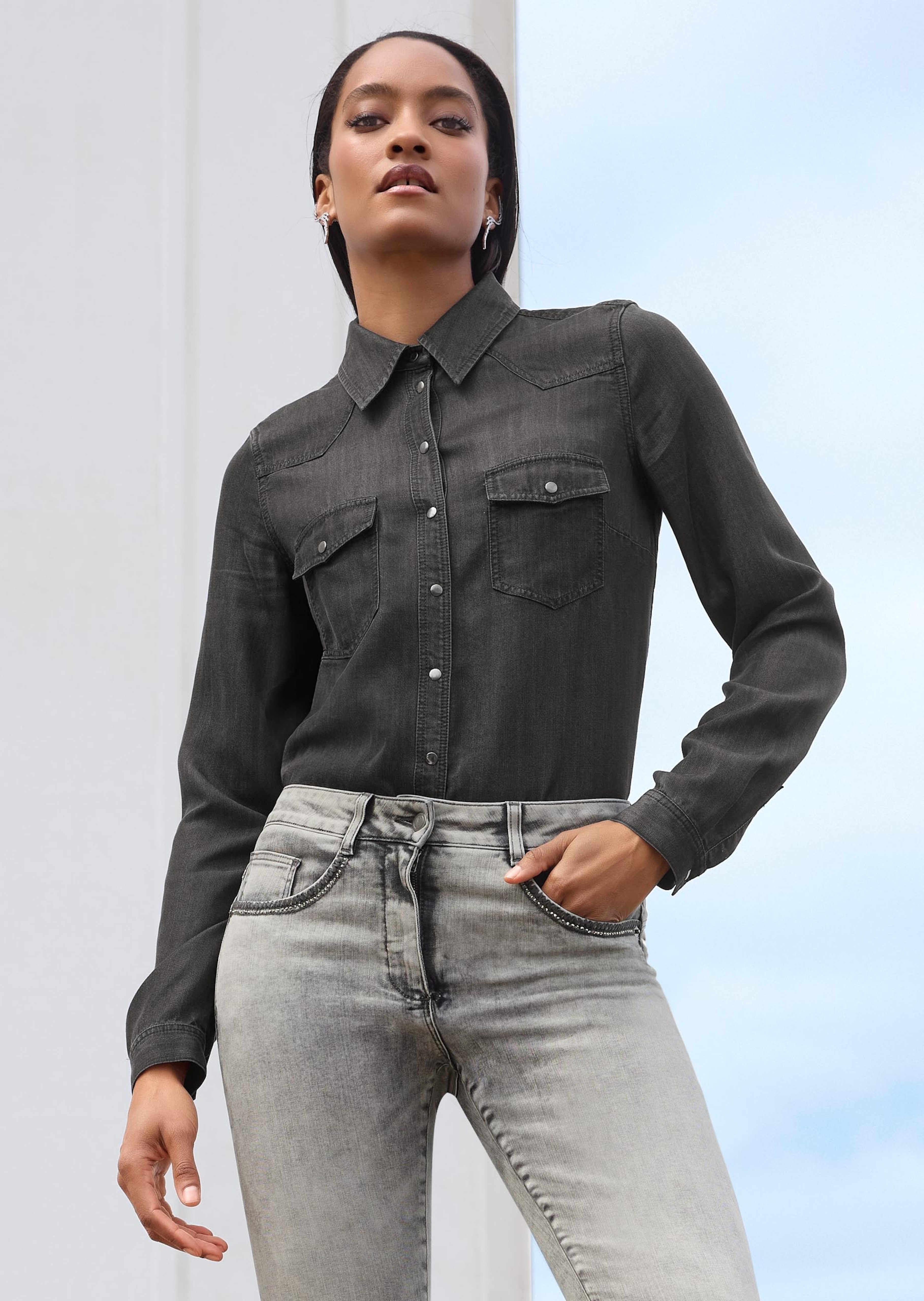 Hemdbluse im Denim-Look