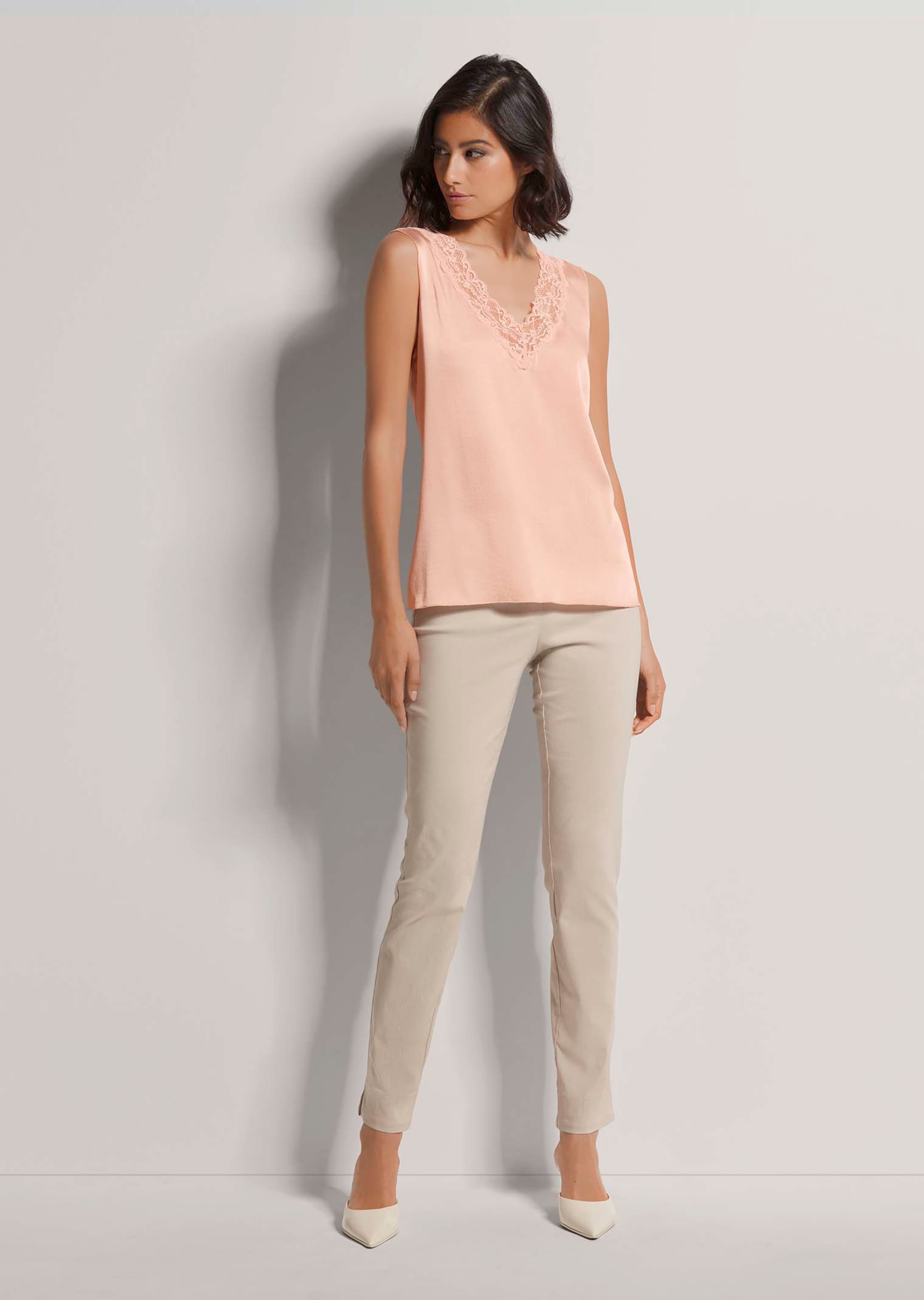 Stretch silk camisole top in powder rosé | MADELEINE Fashion