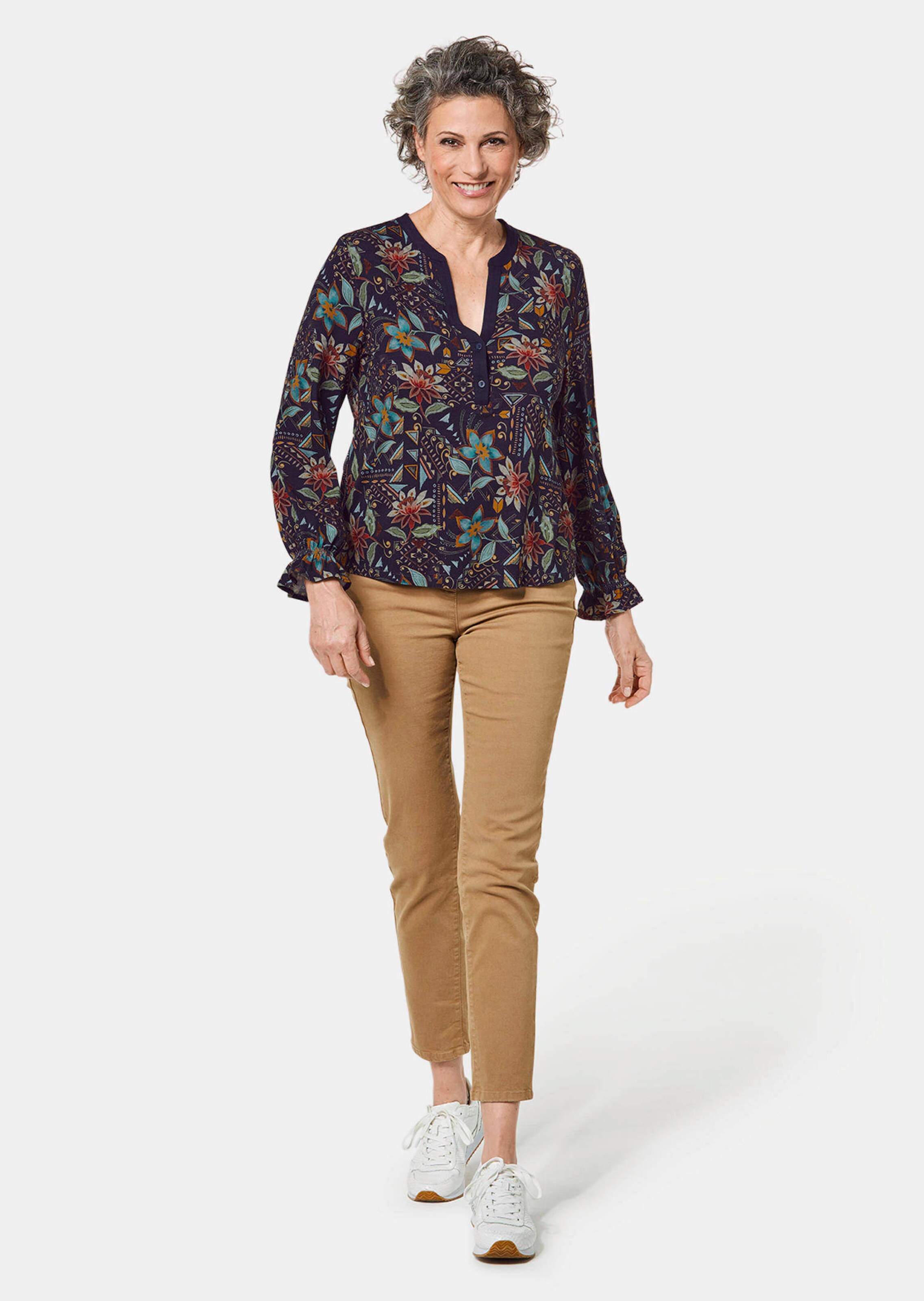 T-shirt imprimé à manches volantées - marine / à motifs - Gr. 23 de Goldner Fashion