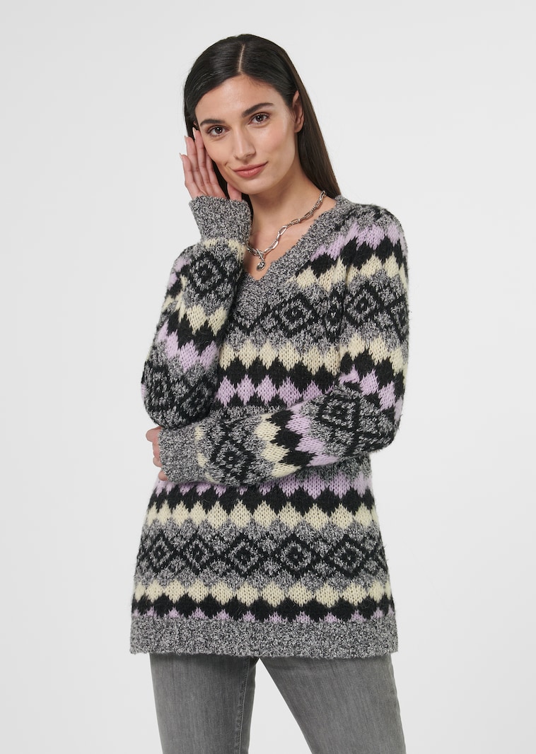 Jacquard-Pullover im Muster-Mix