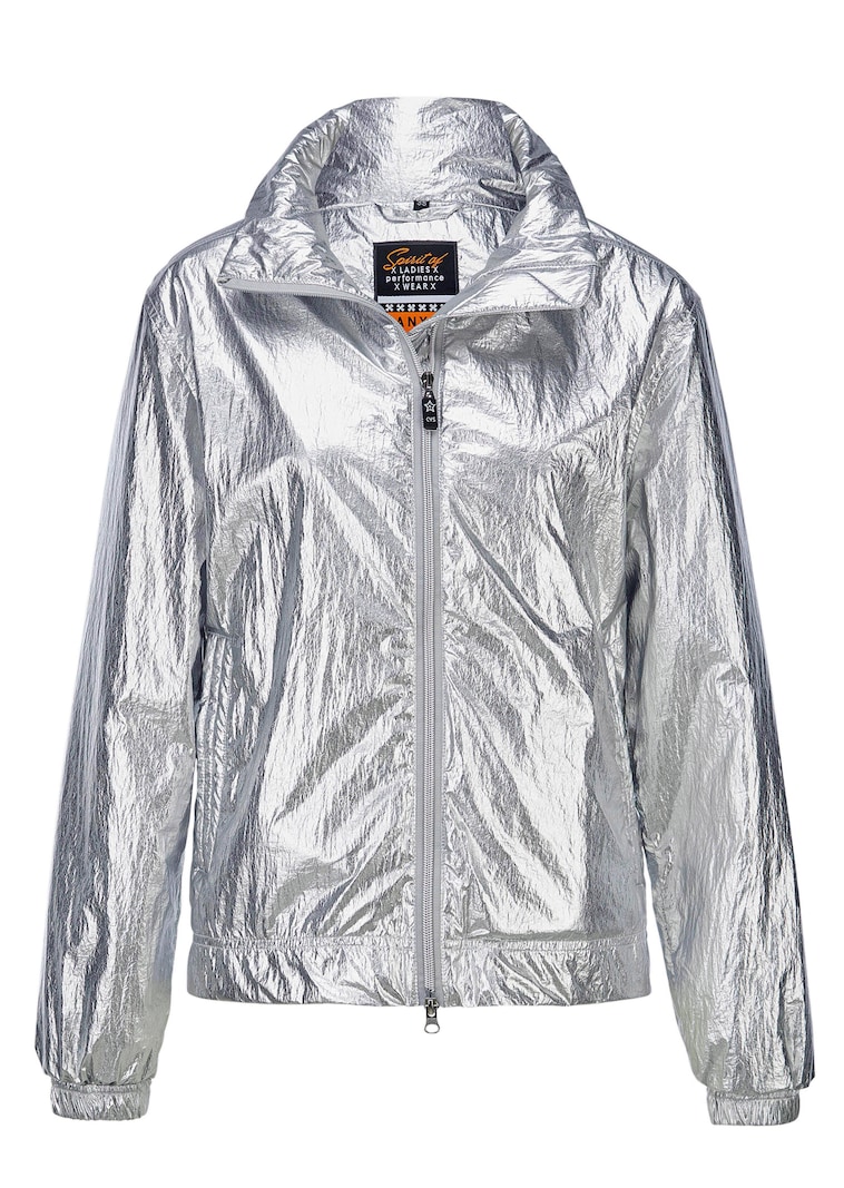 Zilverkleurig glanzende blousonjas
